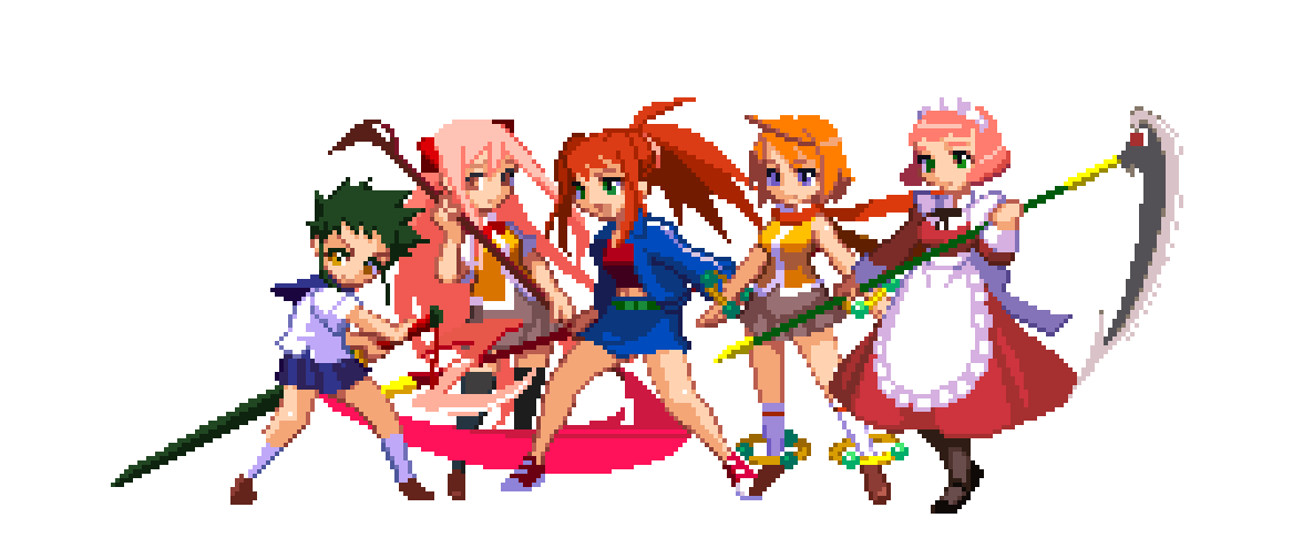 A lineup of sprites from the game